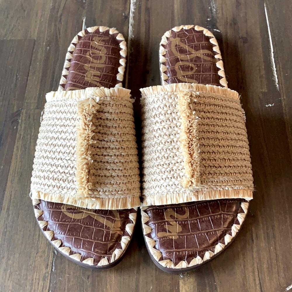 SAM EDELMAN wicker Raffia Slip On Sandals Shoes 6
